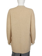 Max Mara Oatmeal Villar Cashmere Rib Long Cardigan Sweater - M