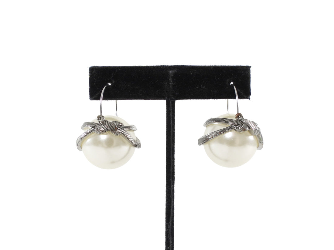 Vivienne Westwood Faux Pearl Orb Logo Drop Earrings
