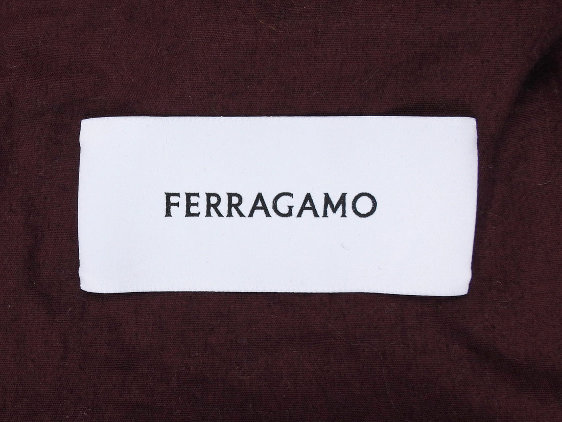 Ferragamo Plum Burgundy Velvet Distressed Jean Jacket - IT 42 / 6