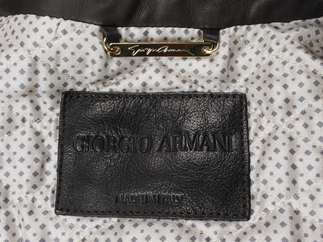 Giorgio Armani Brown Leather Crop Pocket Aviator Jacket -  IT42 / 6 / M