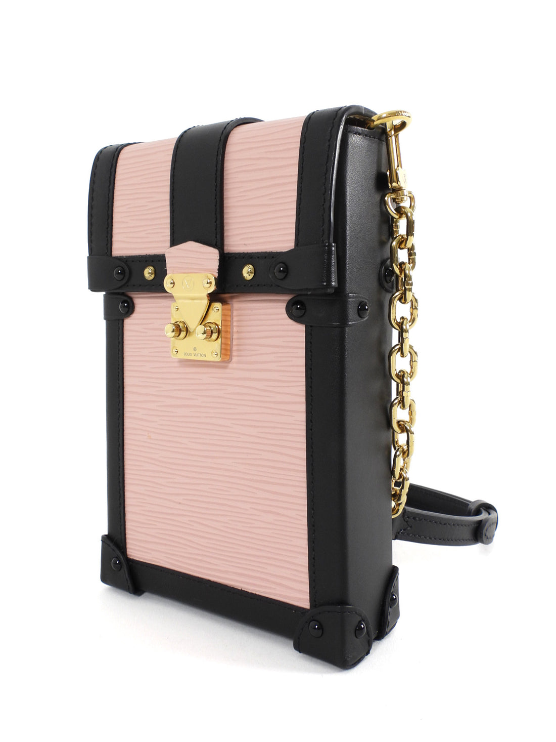 Louis Vuitton Rose Ballerine Epi Leather Vertical Trunk Pochette Shoulder Bag
