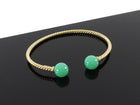 David Yurman  18k Yellow Gold Solari Cablespira Chrysoprase Cuff Bracelet