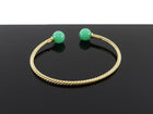 David Yurman  18k Yellow Gold Solari Cablespira Chrysoprase Cuff Bracelet