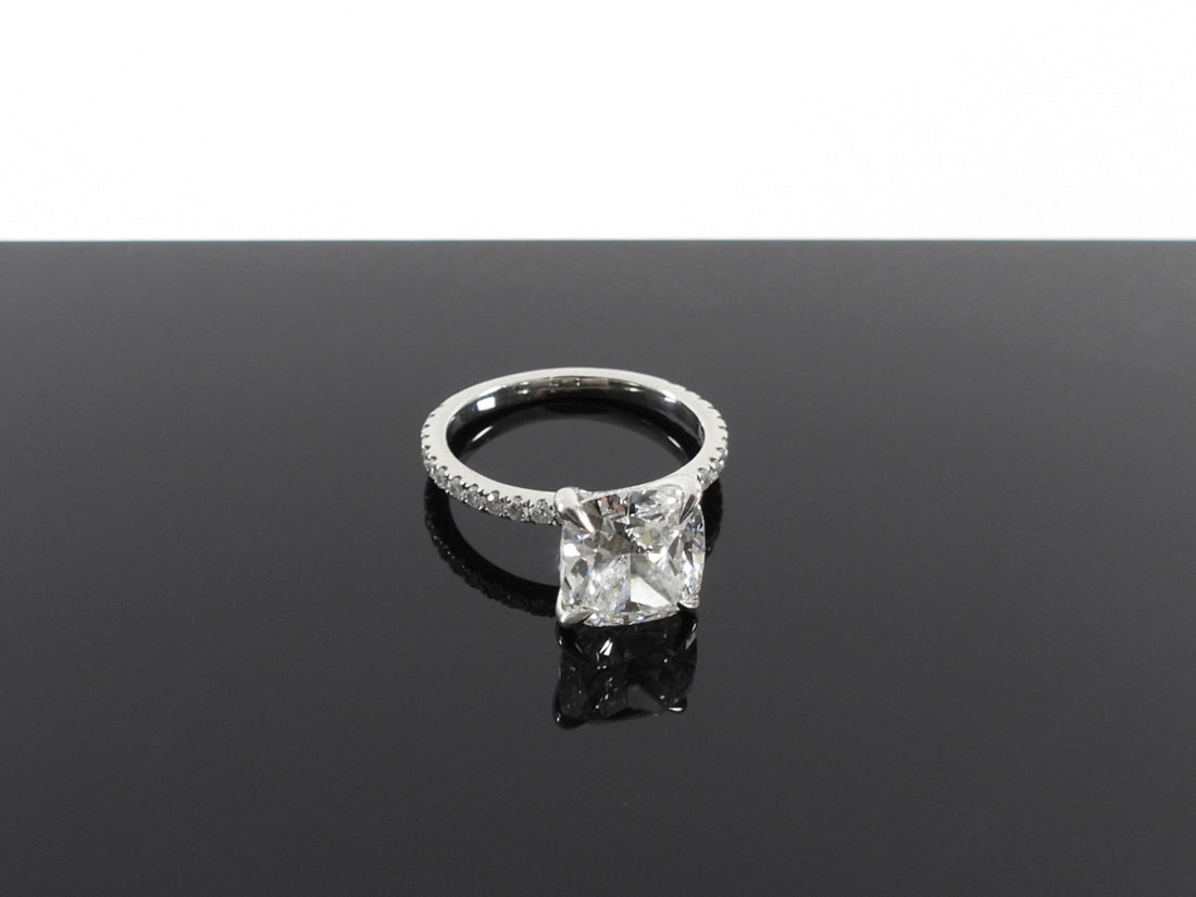 Cushion Brilliant 3 Carat Diamond Solitaire Platinum Engagement Ring - 5