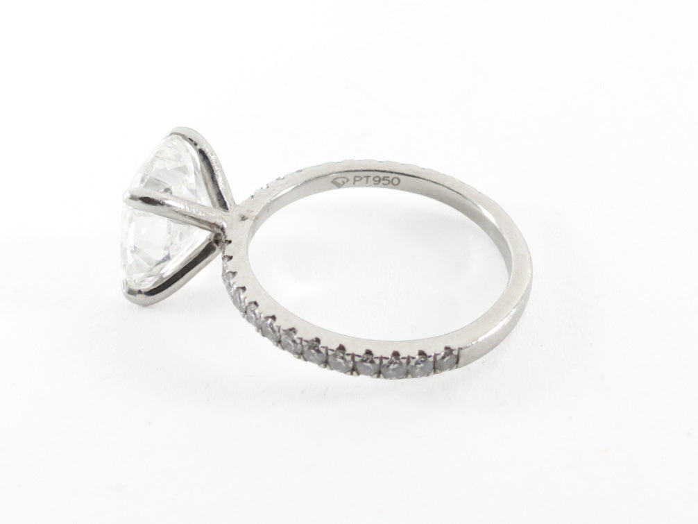 Cushion Brilliant 3 Carat Diamond Solitaire Platinum Engagement Ring - 5