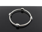 David Yurman Black Hematite and Sterling Silver Chatelaine Station Cable Bangle 3mm