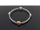 David Yurman Silver Yellow Citrine Sterling Chatelaine Station Cable Bangle 3mm