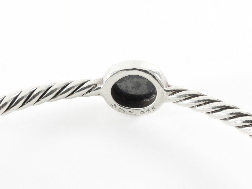 David Yurman Black Hematite and Sterling Silver Chatelaine Station Cable Bangle 3mm