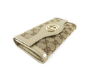 Gucci GG Monogram Canvas Metallic Taupe Leather Sukey Continental Wallet