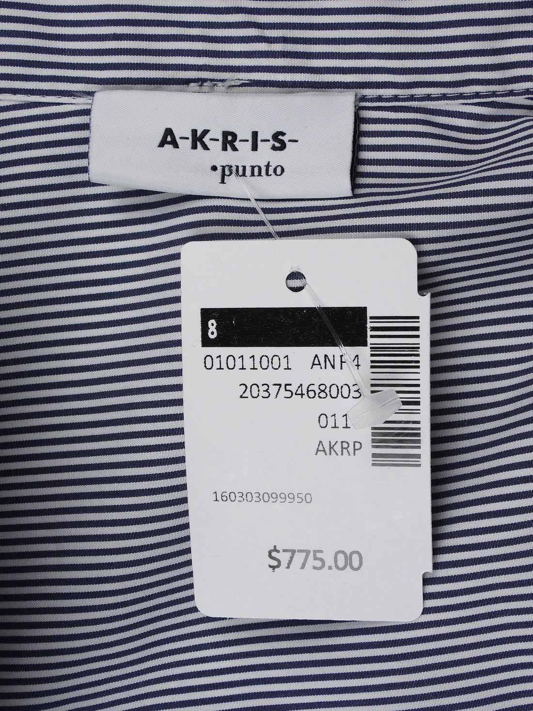 Akris Punto Blue White Pinstripe Banker Collar Shirt - 8
