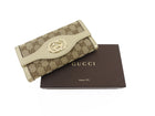 Gucci GG Monogram Canvas Metallic Taupe Leather Sukey Continental Wallet