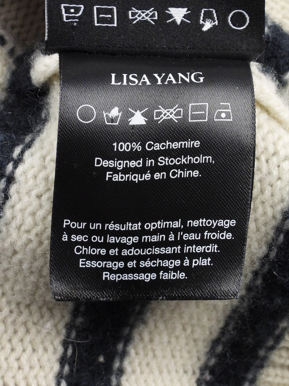 Lisa Yang Ivory Navy Cashmere Striped Cardigan Sweater - 1 / S