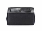 Hermes Black Canvas Toile and Leather Herbag Pochette Clutch Bag