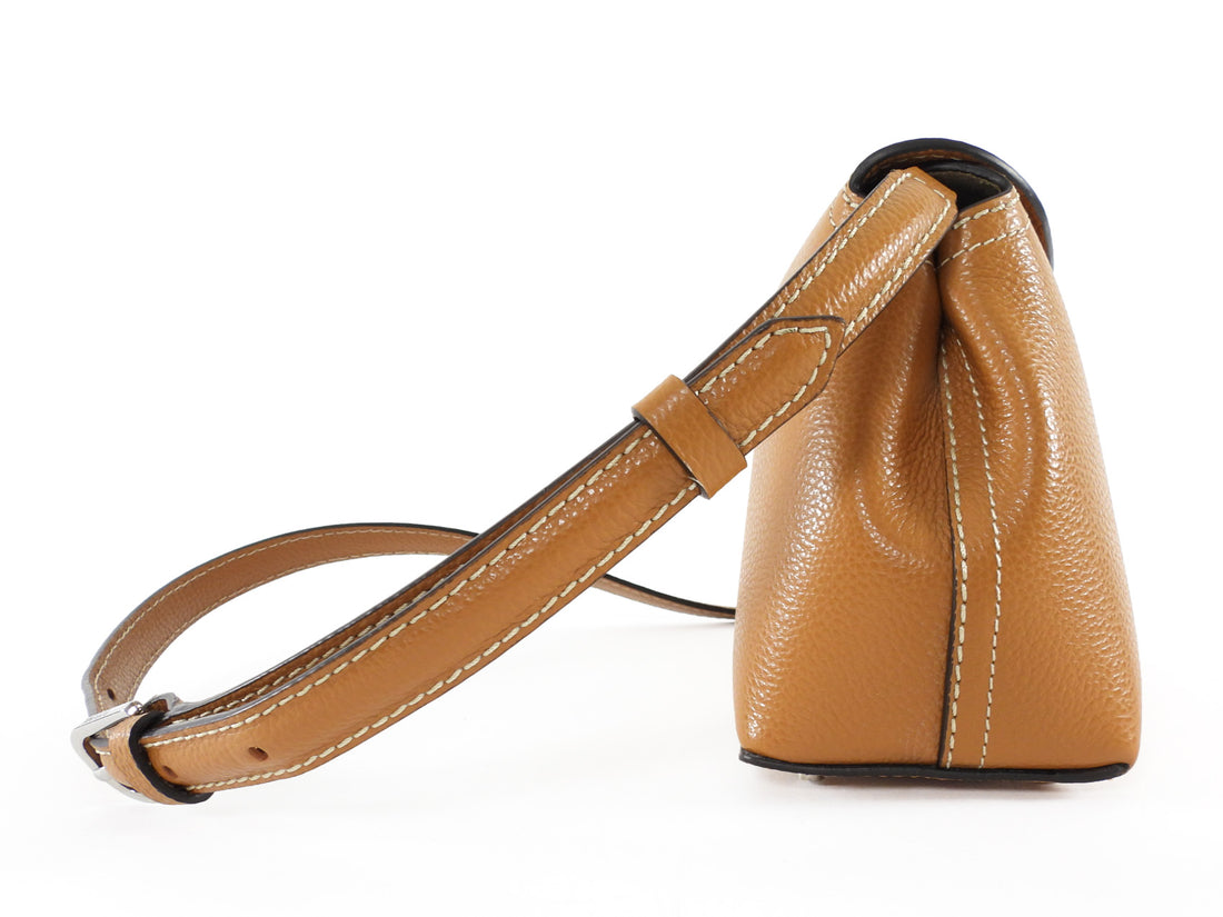 Toteme Tan Pebble Grain Leather T-Lock Clutch Shoulder Bag