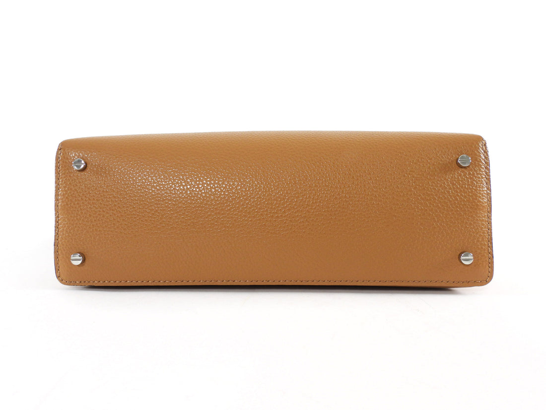 Toteme Tan Pebble Grain Leather T-Lock Clutch Shoulder Bag