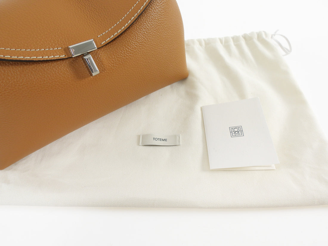 Toteme Tan Pebble Grain Leather T-Lock Clutch Shoulder Bag