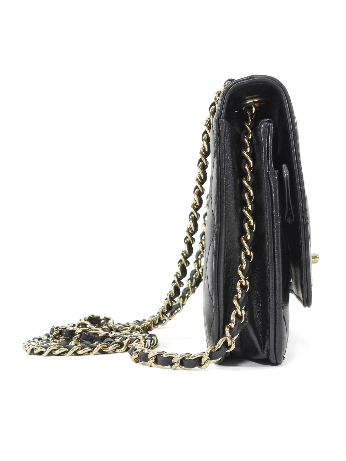 Chanel Black GHW Quilted Lambskin Trendy Wallet on Chain