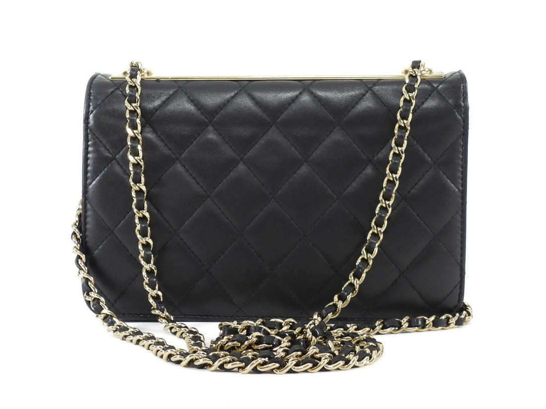 Chanel Black GHW Quilted Lambskin Trendy Wallet on Chain
