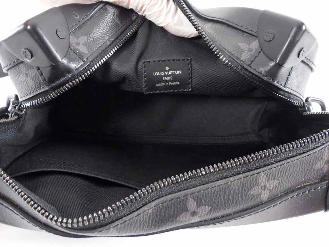 Louis Vuitton Black Grey Monogram Eclipse Coated Canvas Soft Trunk Crossbody Bag