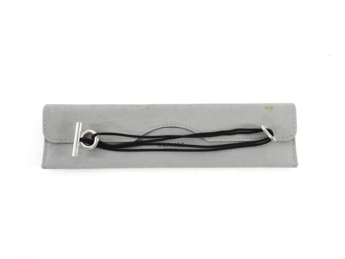 Hermes Vintage Sterling Silver Skipper Cord Toggle Choker Necklace