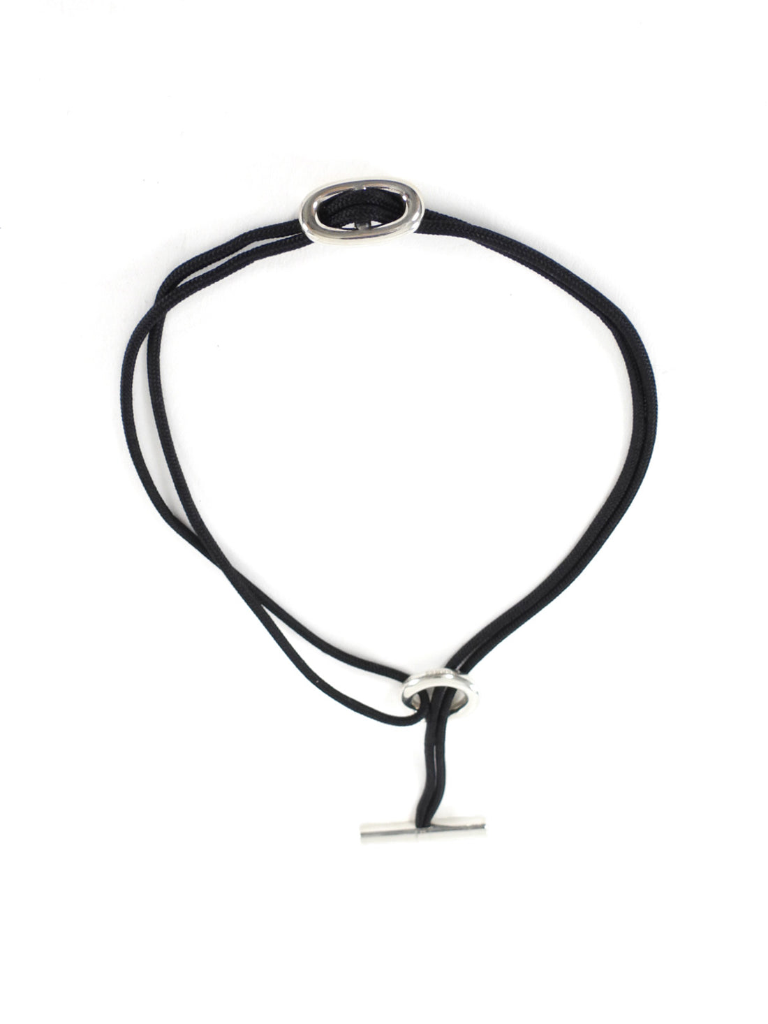 Hermes Vintage Sterling Silver Skipper Cord Toggle Choker Necklace