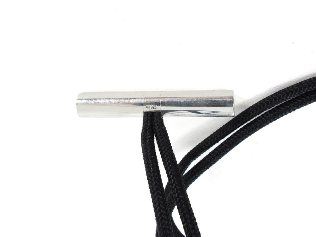 Hermes Vintage Sterling Silver Skipper Cord Toggle Choker Necklace