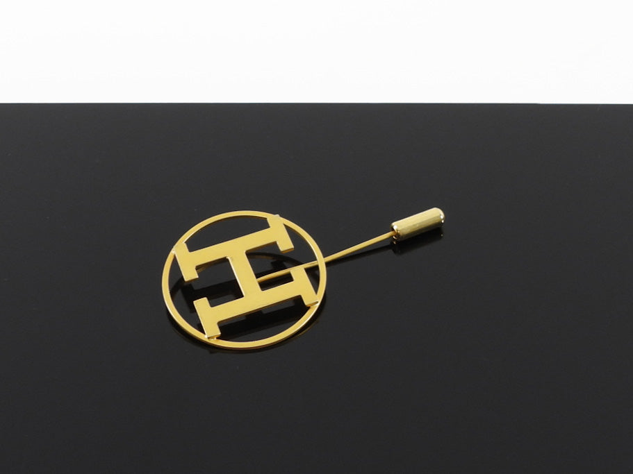 Hermes Vintage 1990's Goldtone H Lapel Stick Pin