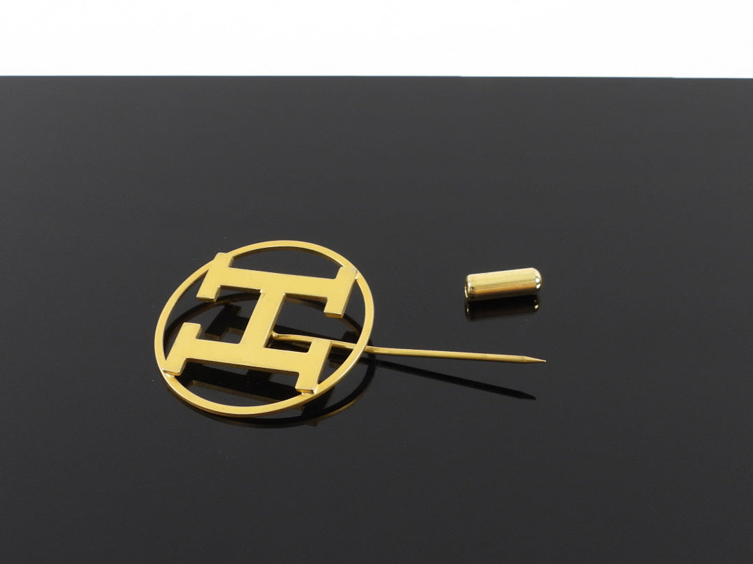 Hermes Vintage 1990's Goldtone H Lapel Stick Pin