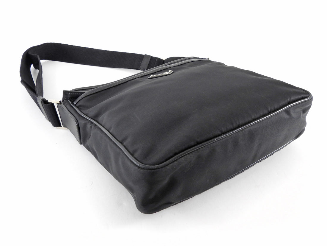 Prada Black Nylon Web Strap Crossbody Messenger Bag