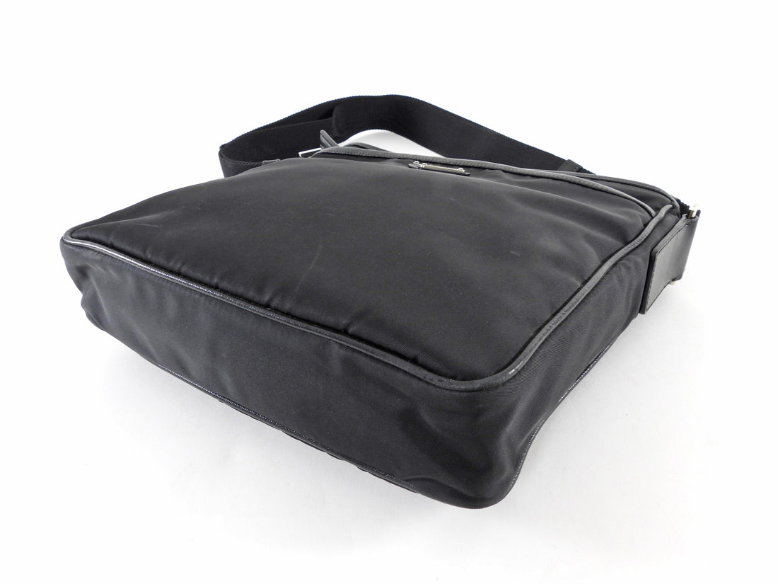 Prada Black Nylon Web Strap Crossbody Messenger Bag