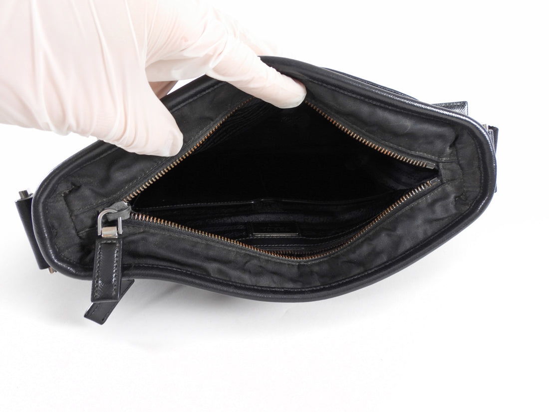Prada Black Nylon Web Strap Crossbody Messenger Bag