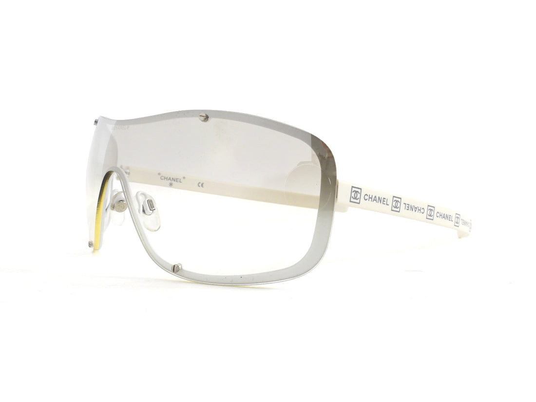 Chanel Sport Vintage 2000's White Grey Gradient Shield Sunglasses