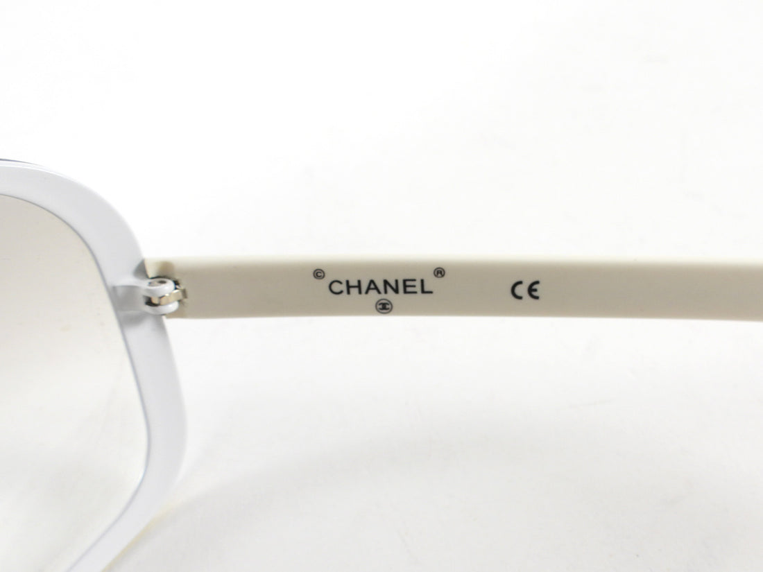 Chanel Sport Vintage 2000's White Grey Gradient Shield Sunglasses