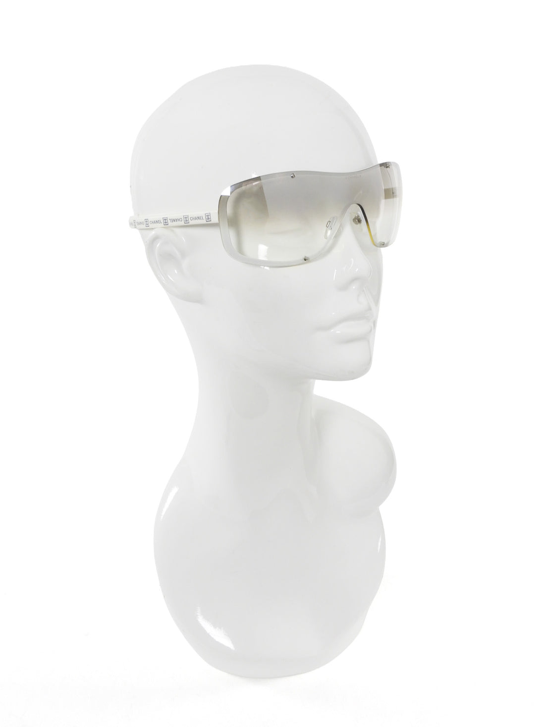 Chanel Sport Vintage 2000's White Grey Gradient Shield Sunglasses