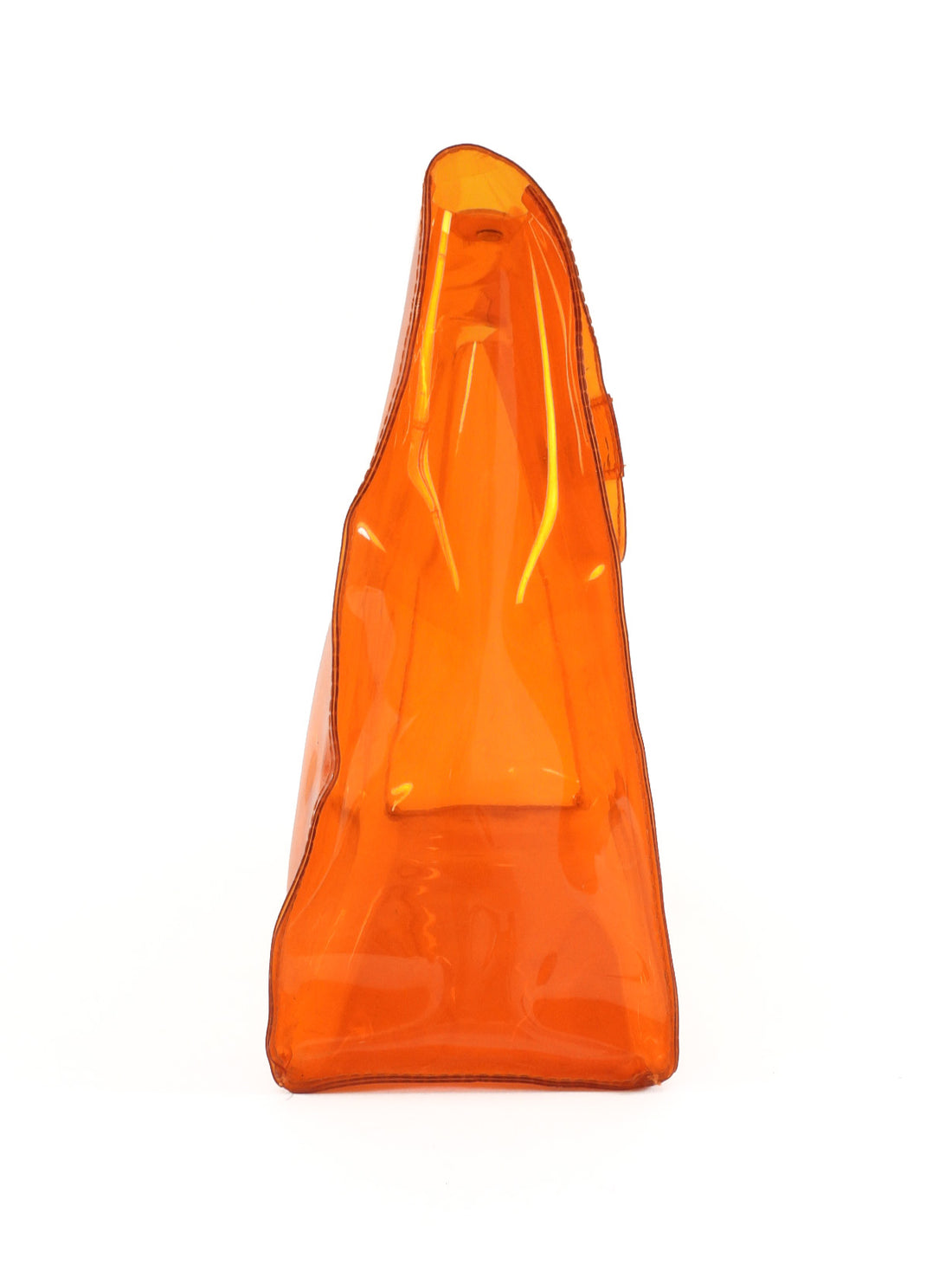 Hermes Vintage 1998 Orange Souvenir De L'Exposition Transparent Vinyl Kelly Bag