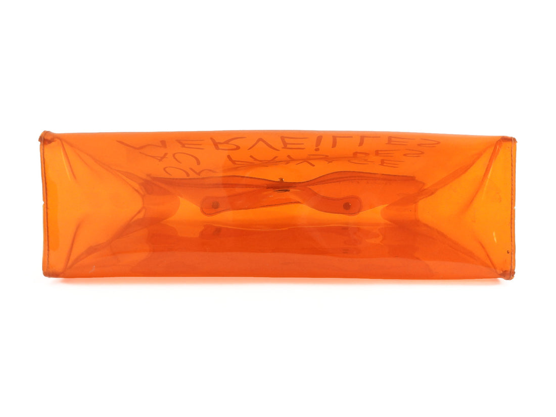 Hermes Vintage 1998 Orange Souvenir De L'Exposition Transparent Vinyl Kelly Bag