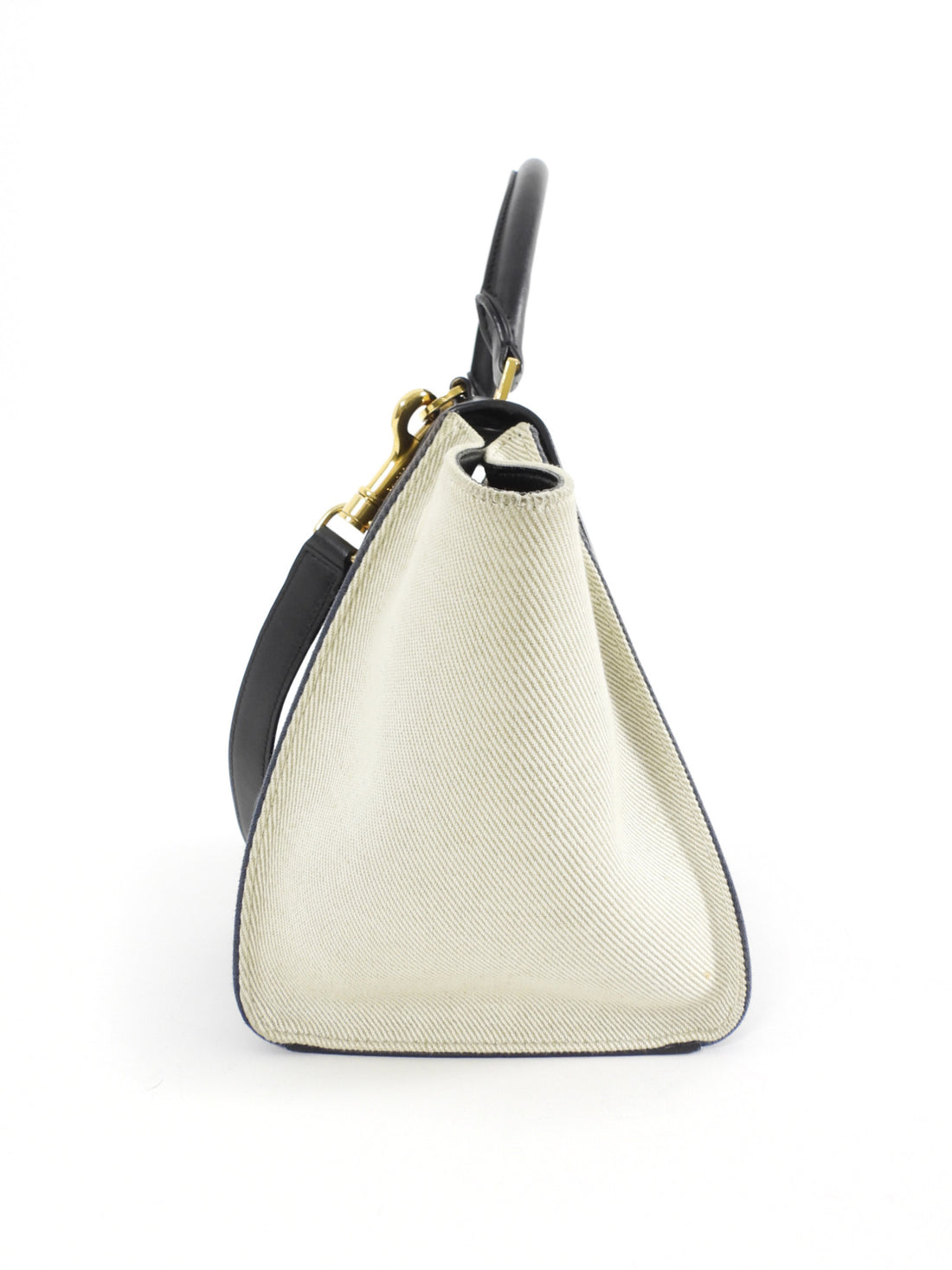 Celine Blue White Black Tricolor Denim and Leather Small Trapeze Two Way Bag