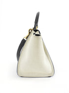 Celine Blue White Black Tricolor Denim and Leather Small Trapeze Two Way Bag