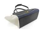 Celine Blue White Black Tricolor Denim and Leather Small Trapeze Two Way Bag