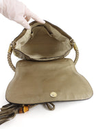 Gucci GG Canvas Metallic Taupe Leather Bella Braided Hobo Bag