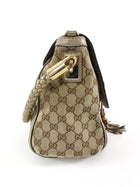 Gucci GG Canvas Metallic Taupe Leather Bella Braided Hobo Bag