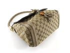 Gucci GG Canvas Metallic Taupe Leather Bella Braided Hobo Bag