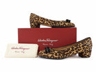 Salvatore Ferragamo Leopard Print Pony Hair Ferra Bow Kitten Heels - 8