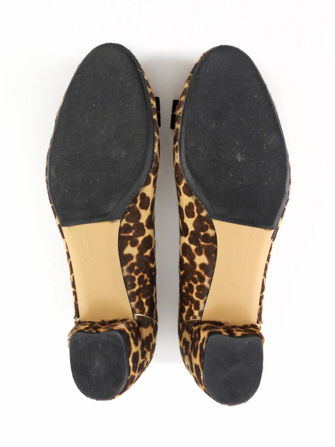 Salvatore Ferragamo Leopard Print Pony Hair Ferra Bow Kitten Heels - 8