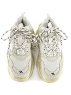 Balenciaga Ivory Leather Mesh Triple S Sneakers - 36