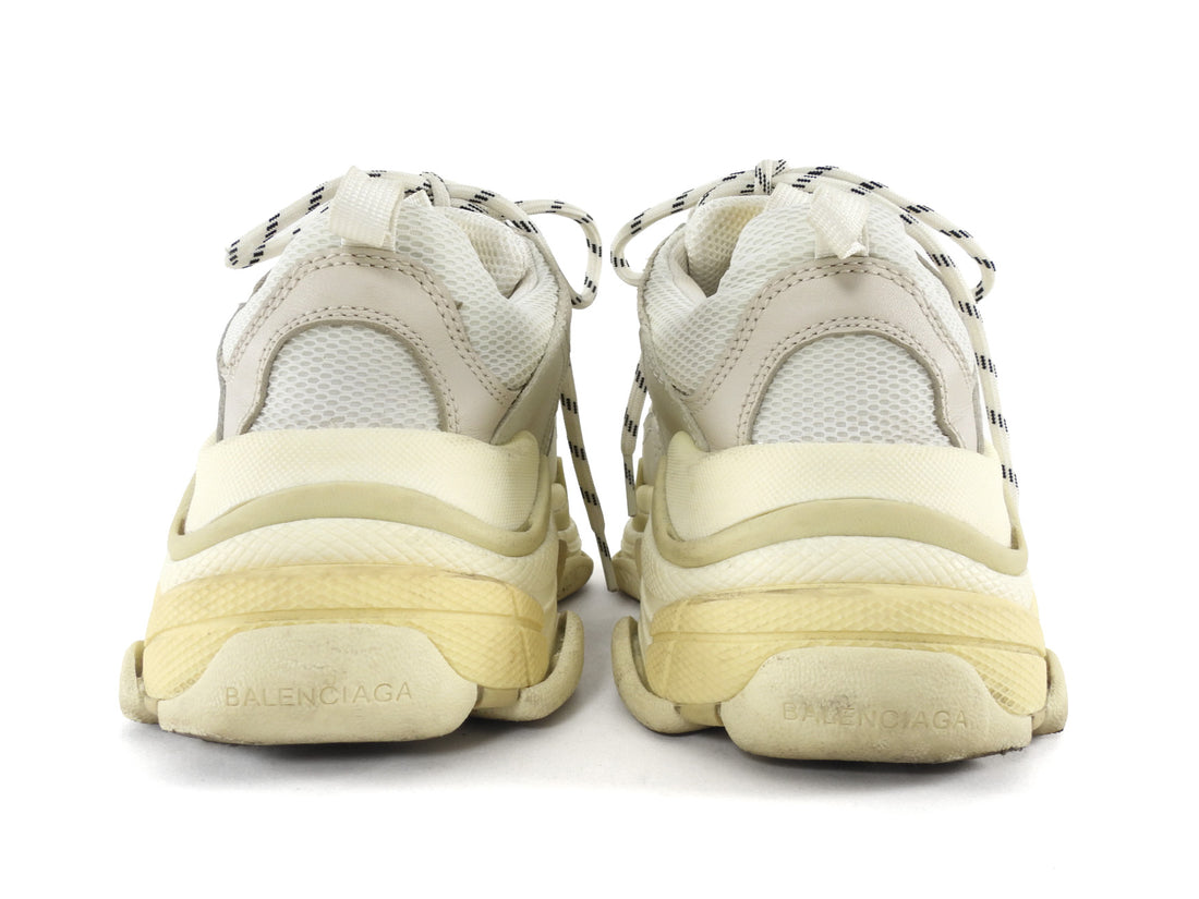 Balenciaga Ivory Leather Mesh Triple S Sneakers - 36