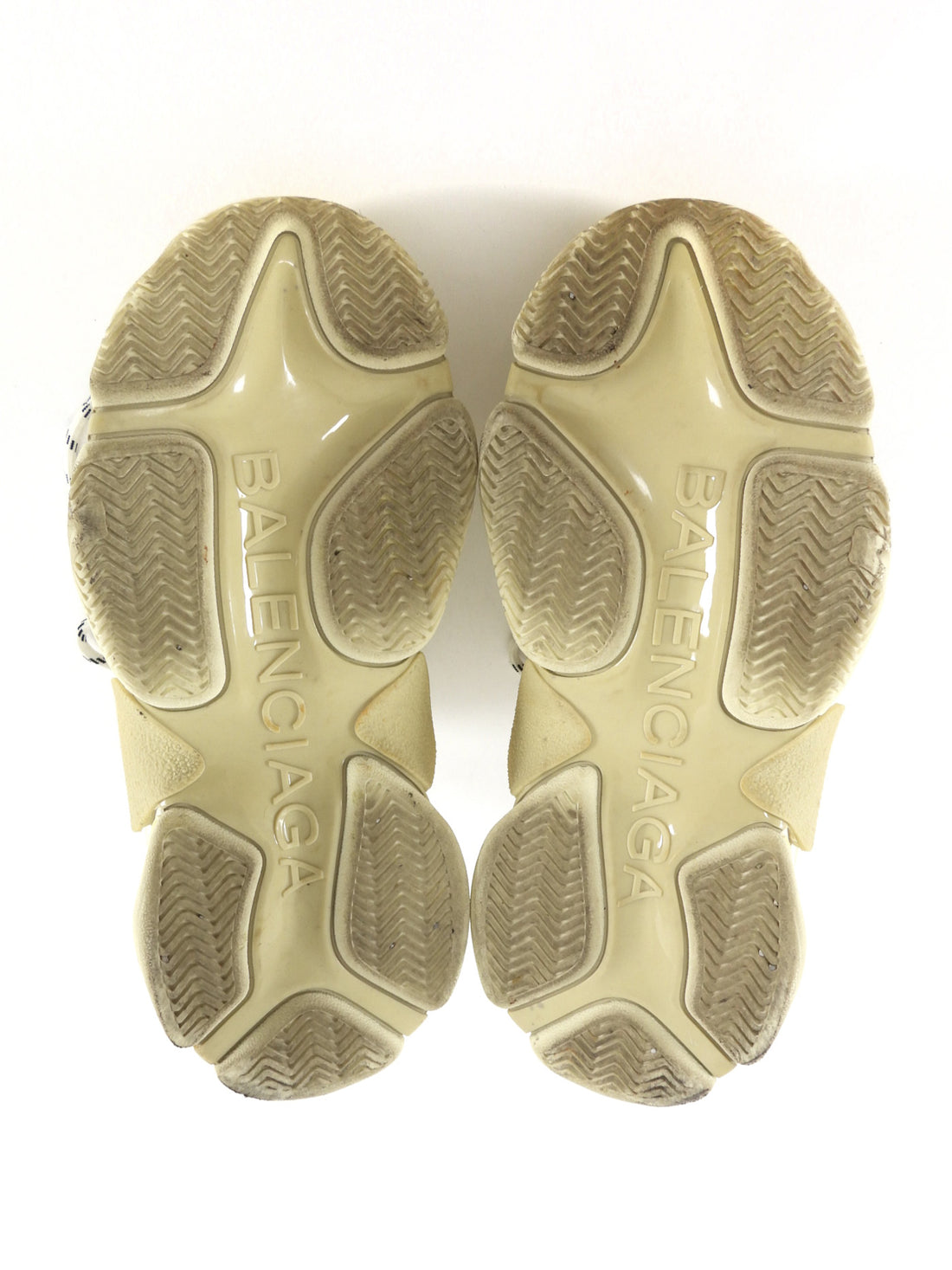 Balenciaga Ivory Leather Mesh Triple S Sneakers - 36