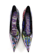 Balenciaga Black Multicolor Graffiti Print Pointed Toe Pumps - 37
