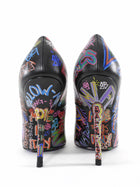 Balenciaga Black Multicolor Graffiti Print Pointed Toe Pumps - 37
