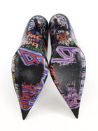 Balenciaga Black Multicolor Graffiti Print Pointed Toe Pumps - 37